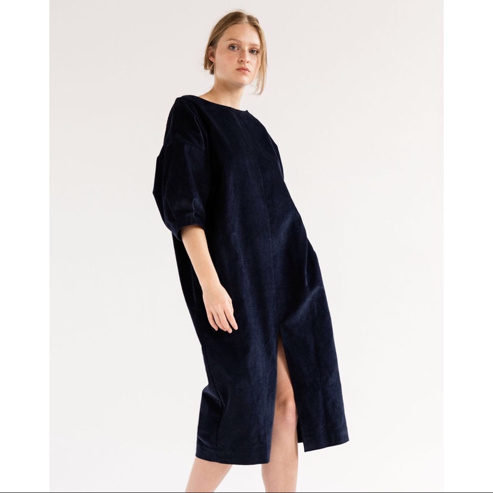ILANA KOHN MERLE DRESS IN MARINE CORDUROY
